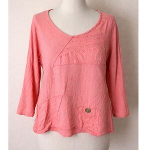 Calypso Clothing Cotton Patchwork Top Pink Womens Medium